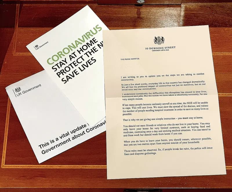 Courrier — File:UK Government correspondence on Coronavirus in English.jpg